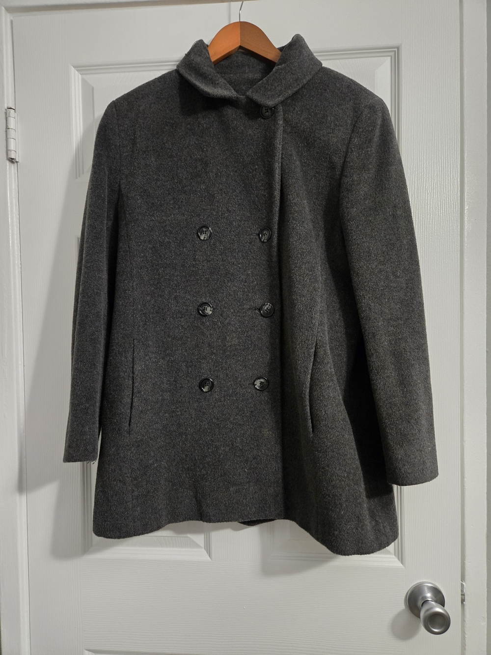 Jones New York Double-Breasted Blazer Jacket - Charcoal Gray